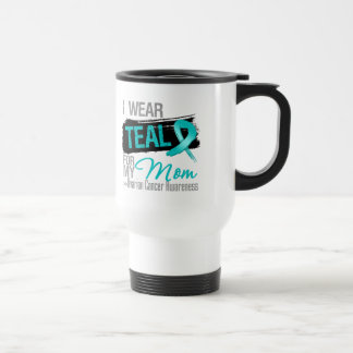 Taza De Viaje Llevo la cinta verde azulada para mi cáncer