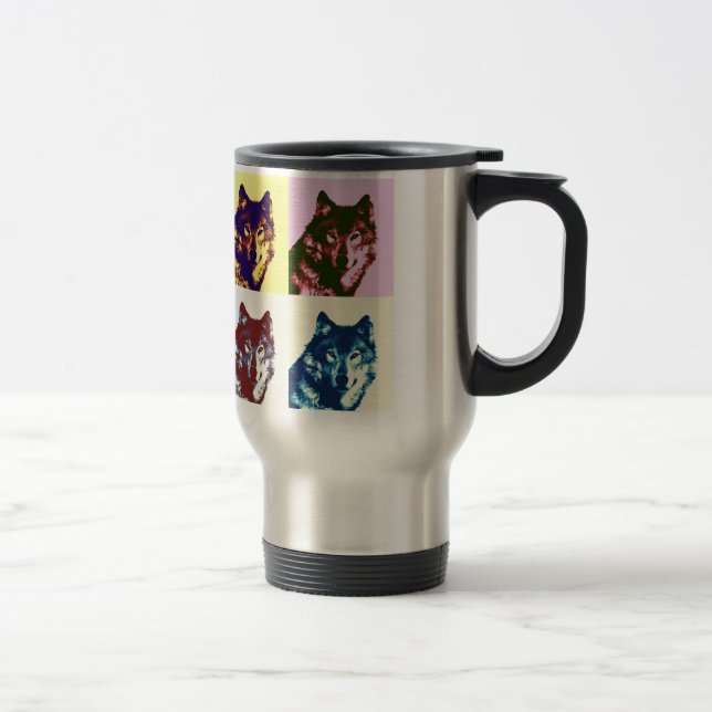 Taza De Viaje Lobo de arte pop (Derecha)