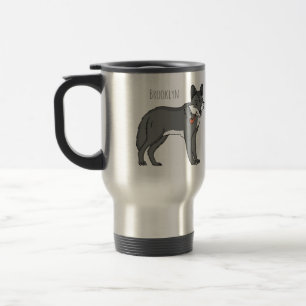 Taza De Viaje Lobo gris con ilustracion de personalizado de tube