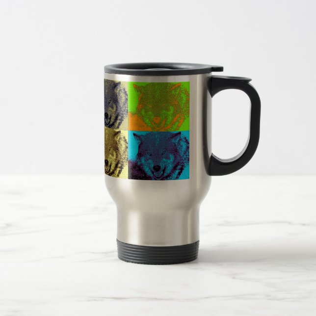 Taza De Viaje Lobo gris de arte pop (Derecha)