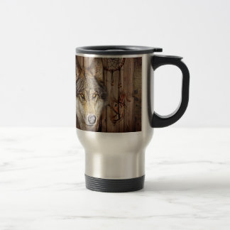 Taza De Viaje Lobo ideal occidental del indio del nativo