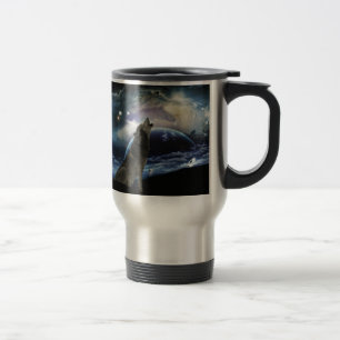 Taza De Viaje Lobo que grita en la luna