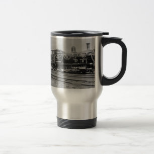 Taza De Viaje locomotora de vapor de tren antigua vía férrea fer