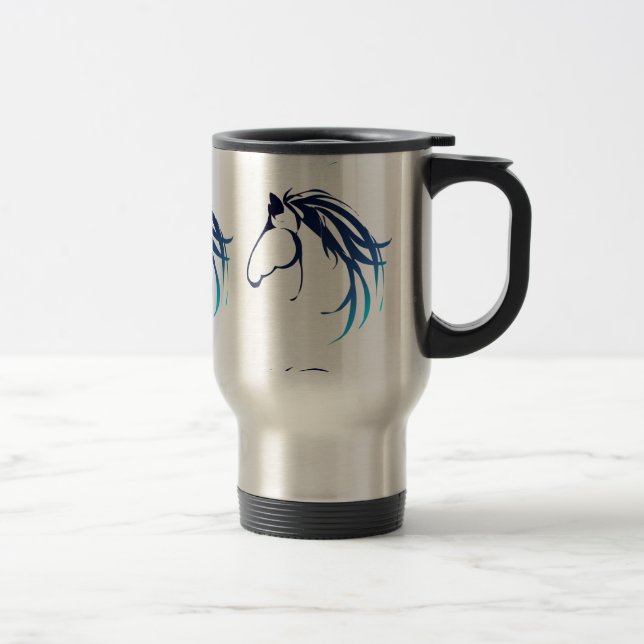 Taza De Viaje Logo clásico de Cabeza de Caballo en Blues (Derecha)