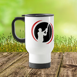 Taza De Viaje Logo de la Batalla Roja Negra de Béisbol