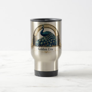 Taza De Viaje Logo de la Era Dorada con diseño de pavo real eleg