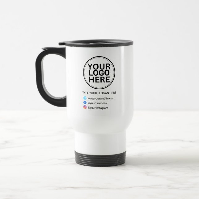 Taza De Viaje Logo del personalizado con eslogan social (Izquierda)