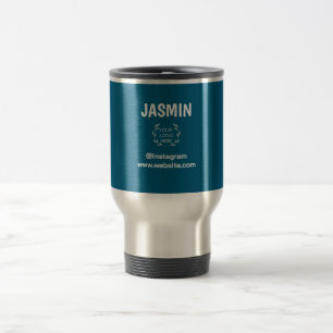 Taza De Viaje Logo Empresa Moderno Minimalista Marca Azul