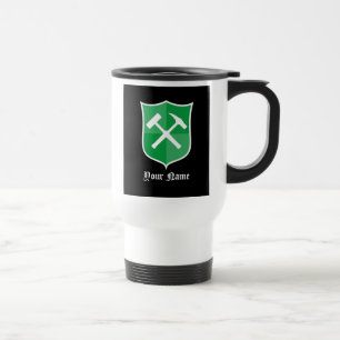 Taza De Viaje Logotipo de martillo de roca cruzado y escudo de g