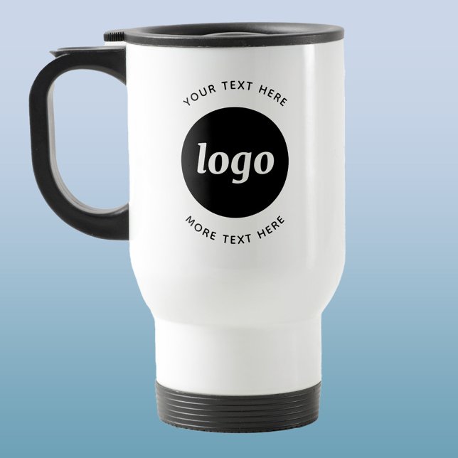 Taza De Viaje Logotipo Simple Con Texto Empresarial (Simple logo with text promotional business travel mug)