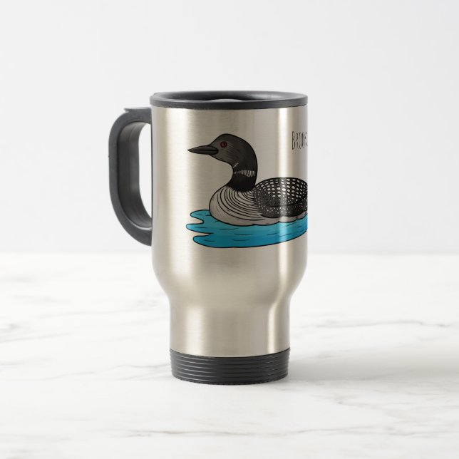 Taza De Viaje Loon bird cartoon illustration  (Anverso izquierdo)