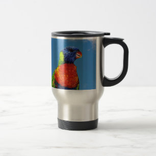 Taza De Viaje Lorikeets arcoiris colgados en una rama