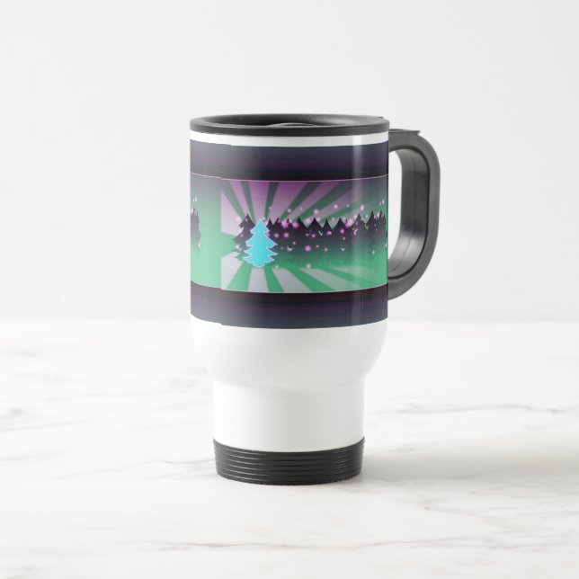 Taza De Viaje Los árboles de Navidad sombras de verde (Anverso derecho)
