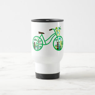 Taza De Viaje Los motoristas verdes del verde de la bici van Día
