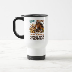Taza De Viaje Los perros y caballos me hacen feliz Amante de los