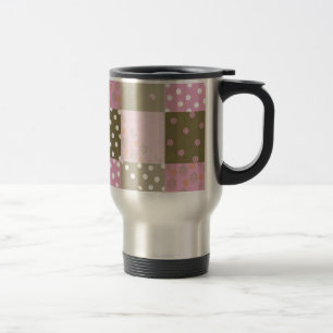 Taza De Viaje Los puntos de la polka floran el tejido rosado mar