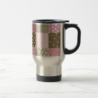 Taza De Viaje Los puntos de la polka floran el tejido rosado mar