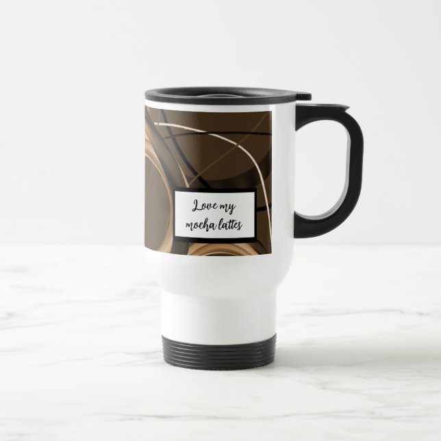 Taza De Viaje Love Mocha Lattes Resumen Swirl Mug (Derecha)