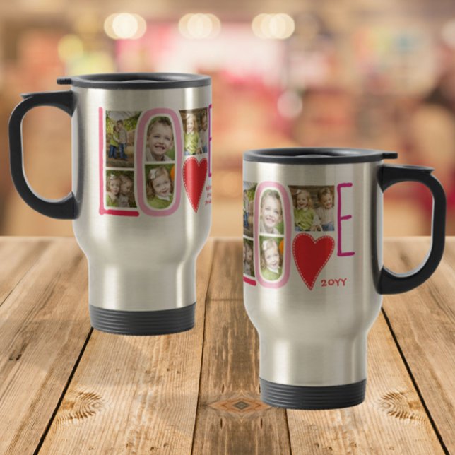 Taza De Viaje LOVE Photo Collage Cute Valentine's Day (Subido por el creador)