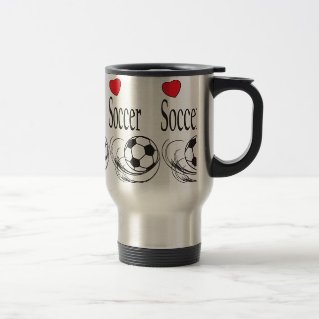 Taza De Viaje Love Red Heart Soccer Ball (Derecha)