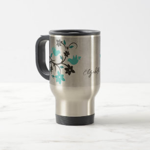 Taza De Viaje Lovebirds verde azulado Mug de viaje personalizado
