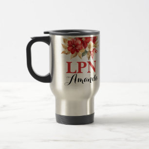 Taza De Viaje LPN Acuarela Rojo Navidad Verde Graduación