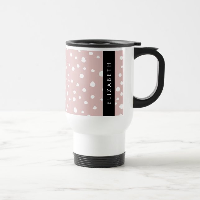 Taza De Viaje Lugares dálmatas rosados, puntos dálmatas, tu nomb (Derecha)