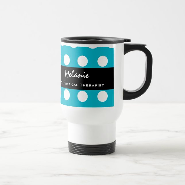 Taza De Viaje Lunares blancos V17A de la mejor aguamarina del (Derecha)