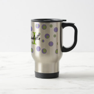 Taza De Viaje Lunares verdes púrpuras cones monograma