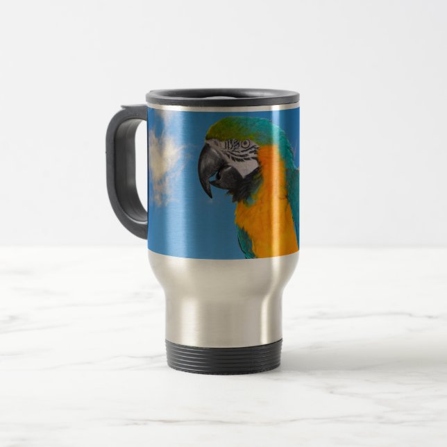 Taza De Viaje Macao azul y amarillo (Anverso izquierdo)