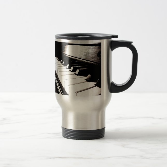 Taza De Viaje Macro de teclas de piano (Derecha)