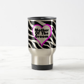 Taza De Viaje Madre del novio (rayas de la cebra del corazón)