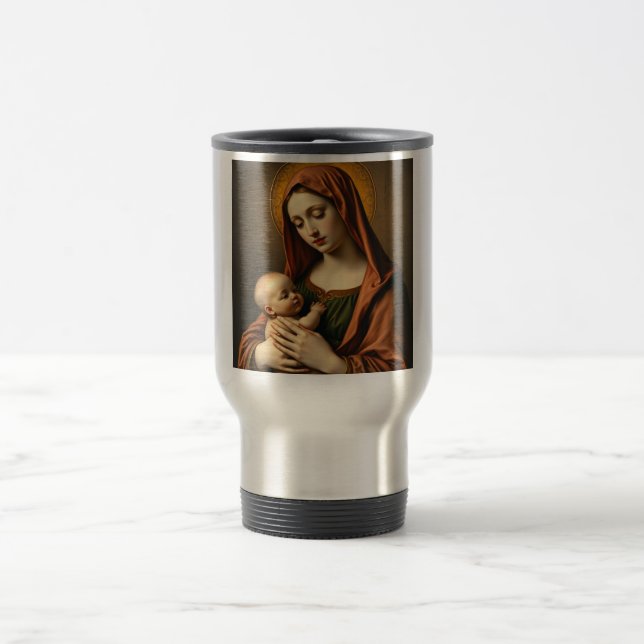 Taza De Viaje Madre María y el niño Jesús Steel Mug de viaje (Centro)