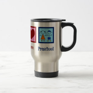 Taza De Viaje Maestra de Preescolar de Peace Love
