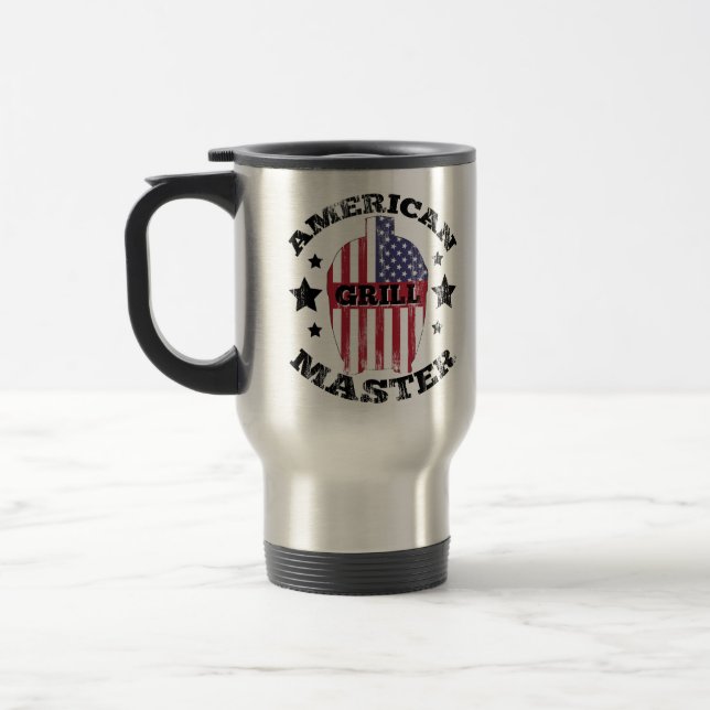 TAZA DE VIAJE MAESTRO DE GRILL AMERICANO - BANDERA KAMADO USA (Izquierda)