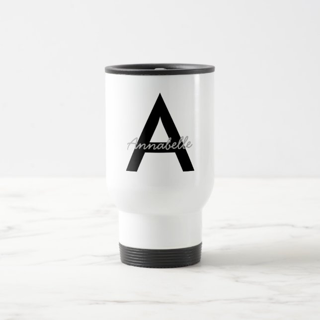 Taza De Viaje Magnate de viajes monograma de tipografía personal (Centro)