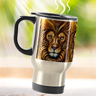Taza De Viaje Magnífico León Dorado
