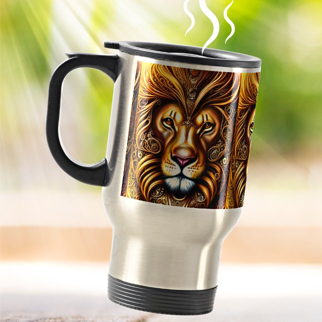 Taza De Viaje Magnífico León Dorado (Subido por el creador)