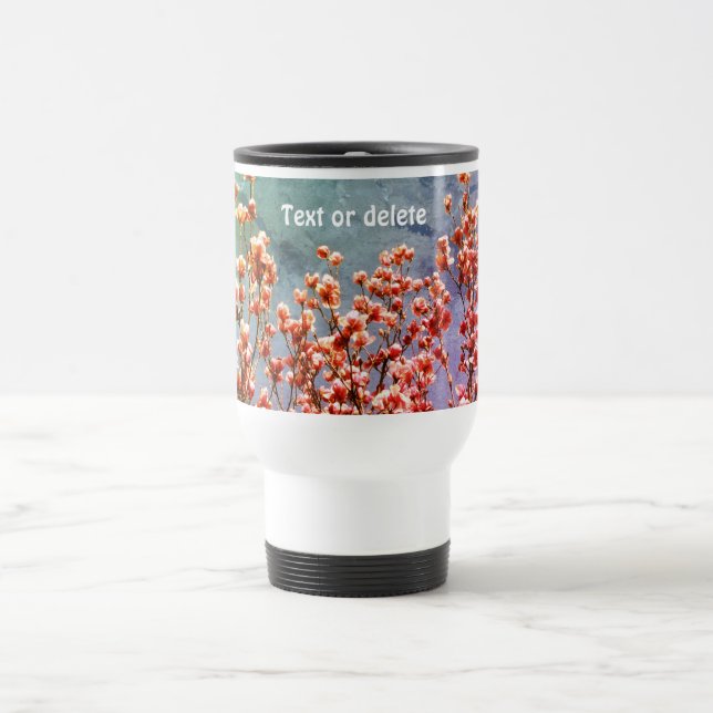 Taza De Viaje Magnolia Blossoms Azul Cielo Floral Arte Personali (Centro)