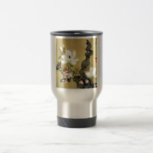 Taza De Viaje Magnolia de Chen Hongshou y roca erguida