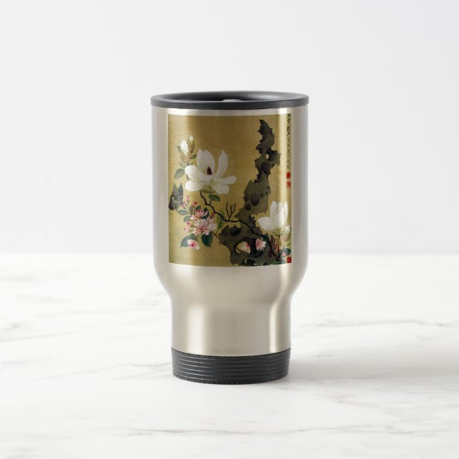 Taza De Viaje Magnolia de Chen Hongshou y roca erguida (Centro)