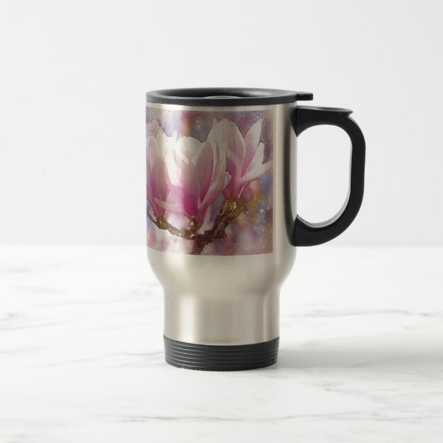 Taza De Viaje Magnolia púrpura rosada en flor de primavera (Derecha)