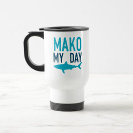 Taza De Viaje Mako marino divertido del retruécano del tiburón