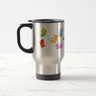 Taza De Viaje Malas judías felices saltando ilustracion personal