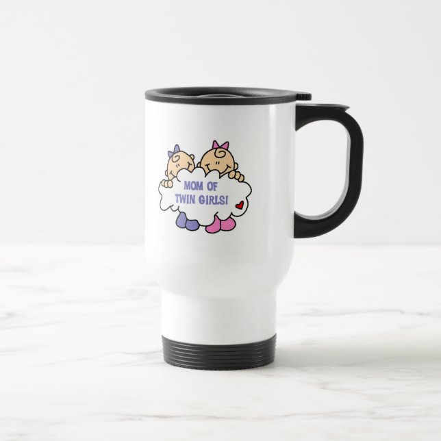 Taza De Viaje Mamá de Chicas gemelos camisetas y regalos (Derecha)
