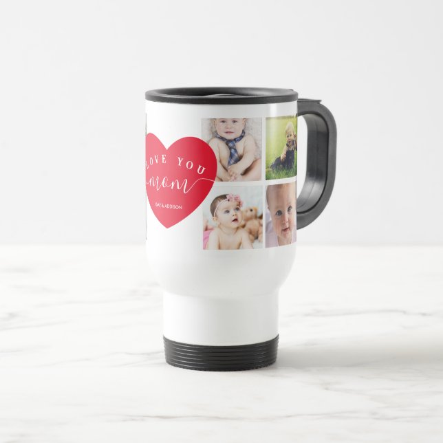 Taza De Viaje Mamá entrega Collage de fotos personalizado corazó (Anverso derecho)