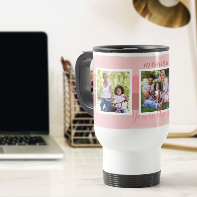 Taza De Viaje Mamá, eres la mejor | 3 Apilamiento de pincel rosa (Subido por el creador)