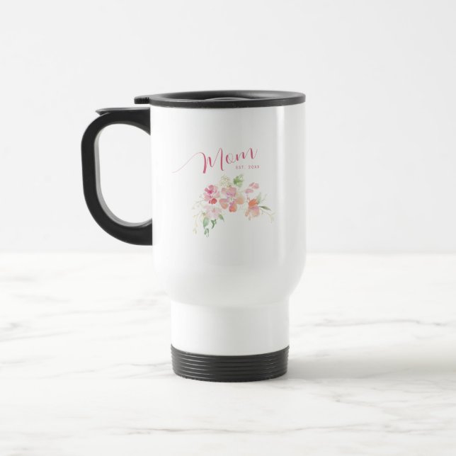 Taza De Viaje Mamá estableció la acuarela floral rosa Rubor (Izquierda)