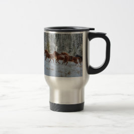 Taza De Viaje Manada de caballos corriendo en la nieve de invier