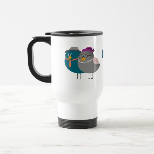 Taza De Viaje Mañana linda divertida retra de los pájaros del